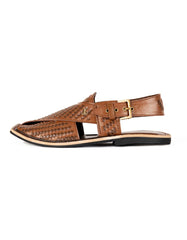 DARK BROWN TEXTURED PESHAWARI SANDALS