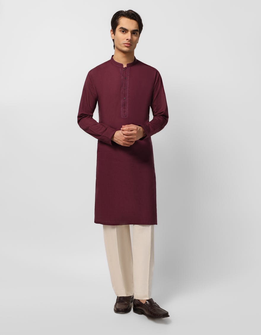 burgundy-cotton-casual-kurta-jtks20031