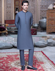 STEEL GREY BLENDED UNSTITCHED KAMEEZ SHALWAR FABRIC | JJMS-2028