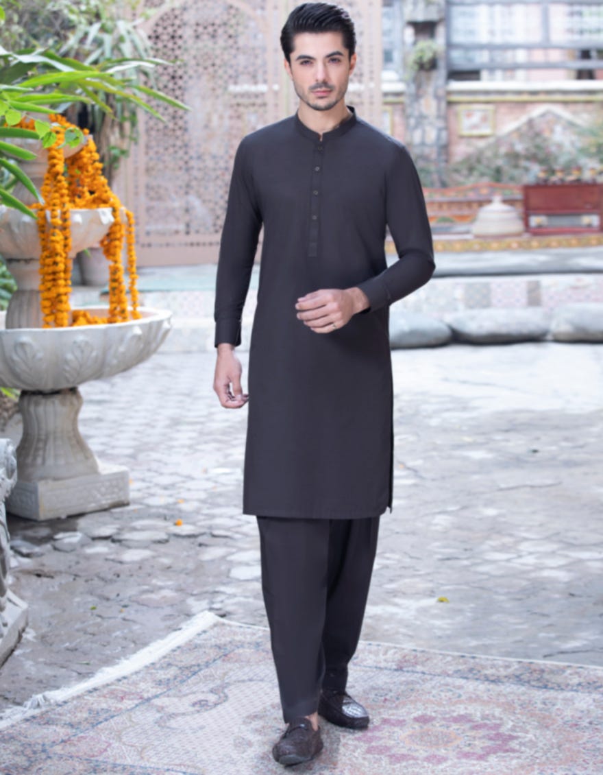 MOCHA BROWN BLENDED UNSTITCHED KAMEEZ SHALWAR FABRIC | JJMS-2031