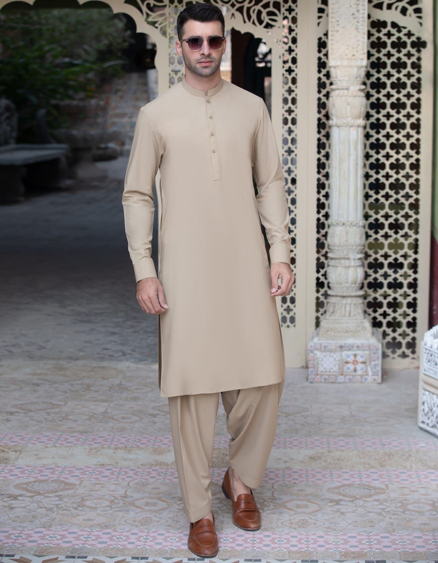 SAND BLENDED UNSTITCHED KAMEEZ SHALWAR FABRIC | JJMS-2032