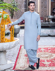GREYISH BLUE COTTON UNSTITCHED KAMEEZ SHALWAR FABRIC | JJMS-2034