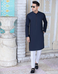MID NIGHT BLUE COTTON UNSTITCHED KURTA FABRIC | JJMK-2036