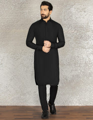 BLACK BLENDED UNSTITCHED KAMEEZ SHALWAR FABRIC | JJMS-2043