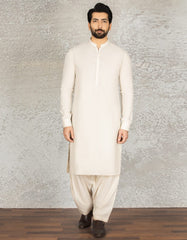 CREAM BLENDED UNSTITCHED KAMEEZ SHALWAR FABRIC | JJMS-2044