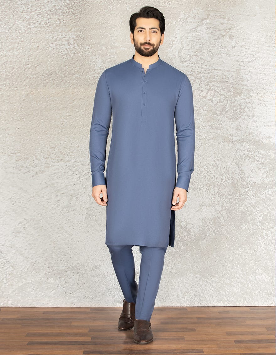 ELECTRIC BLUE BLENDED UNSTITCHED KAMEEZ SHALWAR FABRIC | JJMS-2044