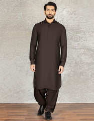 DARK BROWN BLENDED UNSTITCHED KAMEEZ SHALWAR FABRIC | JJMS-2045