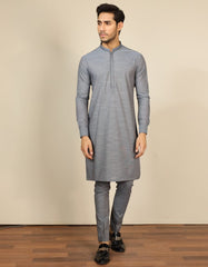 GREY COTTON UNSTITCHED KAMEEZ SHALWAR FABRIC | JJMS-2081