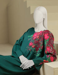 GREEN RAW SILK DIGITAL PRINTED 2PC STITCHED