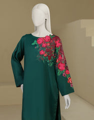 GREEN RAW SILK DIGITAL PRINTED 2PC STITCHED