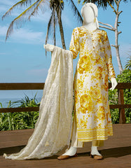 BEIGE-YELLOW LAWN 3PC UNSTITCHED | JLAWN-S-22-165 Daisuke