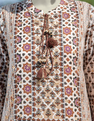 BEIGE LAWN PRINTED 3PC STITCHED | JLAWN-S-25-003
