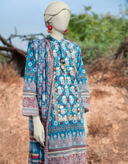 BLUE LAWN PRINTED 3PC STITCHED | JLAWN-S-25-004