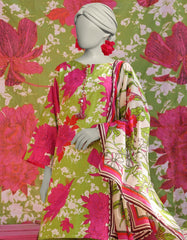 GREEN LAWN PRINTED 3PC STITCHED | JLAWN-S-25-010