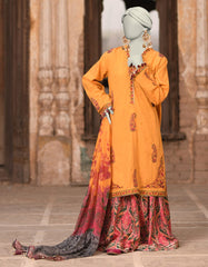 MUSTARD DOBBY EMBROIDERED 3PC STITCHED | JLAWN-S-25-017
