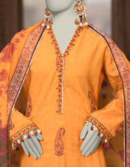 MUSTARD DOBBY EMBROIDERED 3PC STITCHED | JLAWN-S-25-017