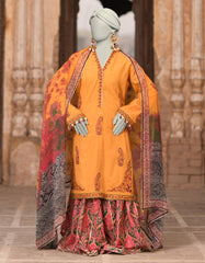 MUSTARD DOBBY EMBROIDERED 3PC STITCHED | JLAWN-S-25-017