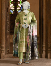 GREEN LAWN PRINTED 3PC STITCHED | JLAWN-S-25-019