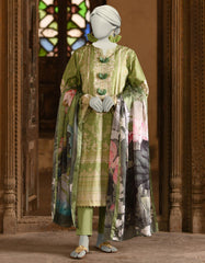 GREEN LAWN PRINTED 3PC STITCHED | JLAWN-S-25-019