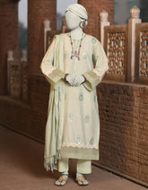 GREEN LAWN EMBROIDERED 3PC STITCHED | JLAWN-S-25-036