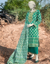 GREEN LAWN EMBROIDERED 3PC STITCHED | JLAWN-S-25-055