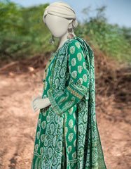 GREEN LAWN EMBROIDERED 3PC STITCHED | JLAWN-S-25-055