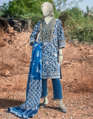 BLUE LAWN EMBROIDERED 3PC STITCHED | JLAWN-S-25-056