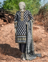 BLACK LAWN EMBROIDERED 3PC STITCHED | JLAWN-S-25-057