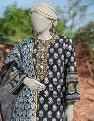 BLACK LAWN EMBROIDERED 3PC STITCHED | JLAWN-S-25-057