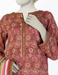 MAROON LAWN EMBROIDERED 3PC STITCHED