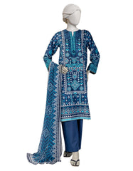 BLUE LAWN EMBROIDERED 3PC STITCHED