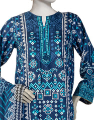 BLUE LAWN EMBROIDERED 3PC STITCHED