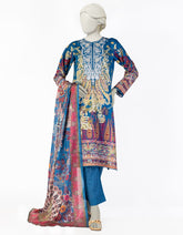 BLUE LAWN EMBROIDERED 3PC STITCHED