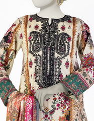 CREAM LAWN EMBROIDERED 3PC STITCHED