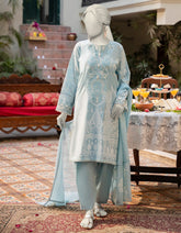 BLUE COTTON SILK EMBROIDERED 3PC STITCHED