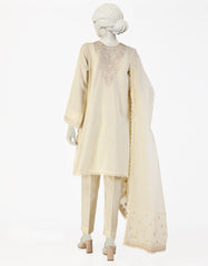 BEIGE COTTON SILK EMBROIDERED 3PC STITCHED