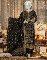 BLACK LAWN EMBROIDERED 3PC STITCHED