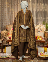 BROWN LAWN EMBROIDERED 3PC STITCHED