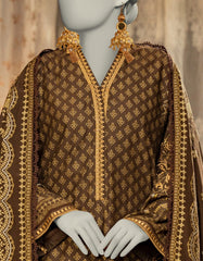 BROWN LAWN EMBROIDERED 3PC STITCHED