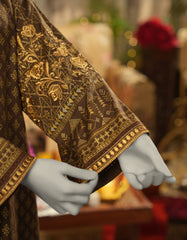 BROWN LAWN EMBROIDERED 3PC STITCHED