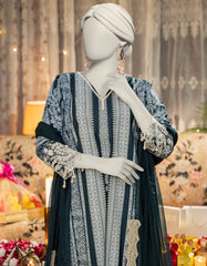 BLUE COTTON SILK EMBROIDERED 3PC STITCHED