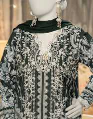 GREEN SILK EMBROIDERED 3PC STITCHED