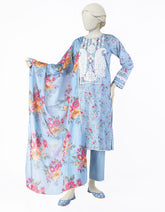 BLUE LAWN EMBROIDERED 3PC STITCHED