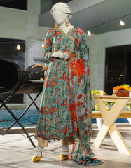 BLUE CHIFFON EMBROIDERED 2PC STITCHED