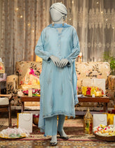 BLUE LAWN EMBROIDERED 3PC STITCHED
