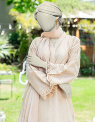 BEIGE DYED SCHIFFLI 2PC STITCHED