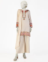 BEIGE DOBBY EMBROIDERED 3PC STITCHED