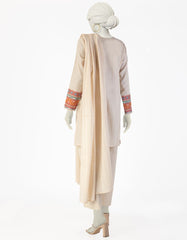 BEIGE DOBBY EMBROIDERED 3PC STITCHED