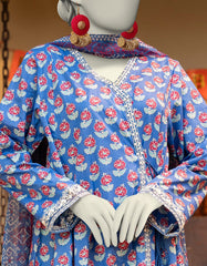 BLUE LAWN EMBROIDERED 3PC STITCHED