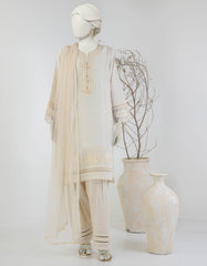 BEIGE DOBBY EMBROIDERED 3PC STITCHED